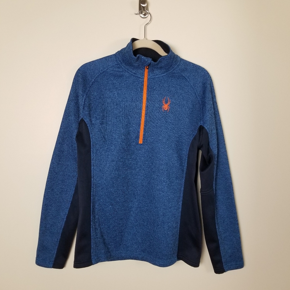 Spyder Outbound Spider Blue Half-Zip Pullover Sweatshirt Jacket Medium - Picture 2 of 11
